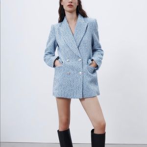 ZARA NWT Textured Weave Double Breasted Jacket L